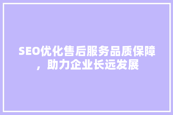 SEO优化售后服务品质保障，助力企业长远发展