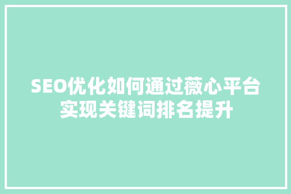 SEO优化如何通过薇心平台实现关键词排名提升