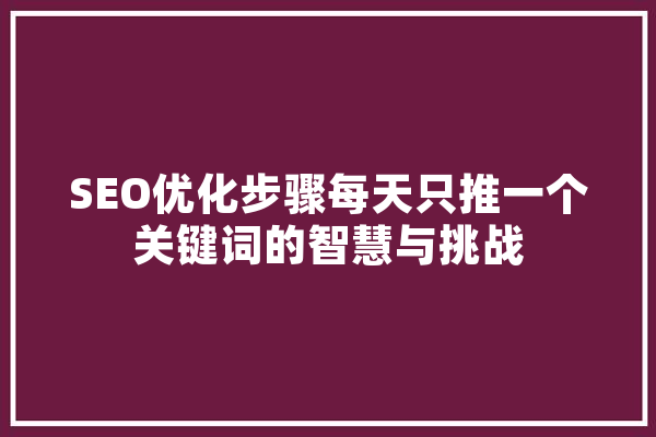 SEO优化步骤每天只推一个关键词的智慧与挑战 文字写作