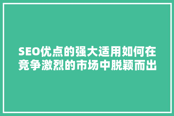 SEO优点的强大适用如何在竞争激烈的市场中脱颖而出