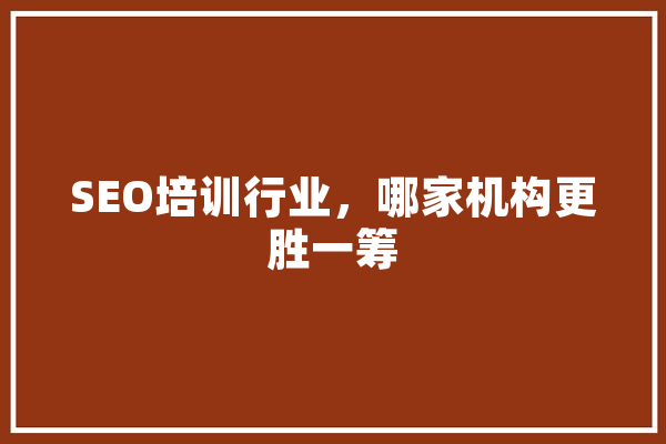 SEO培训行业，哪家机构更胜一筹 计算机
