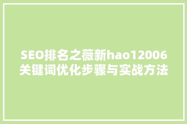 SEO排名之薇新hao12006关键词优化步骤与实战方法