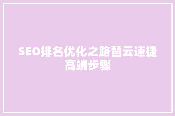 SEO排名优化之路琶云速捷高端步骤