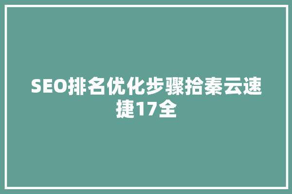 SEO排名优化步骤拾秦云速捷17全 AI简讯