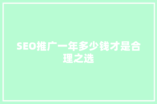SEO推广一年多少钱才是合理之选