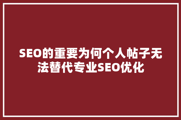 SEO的重要为何个人帖子无法替代专业SEO优化 智能助手