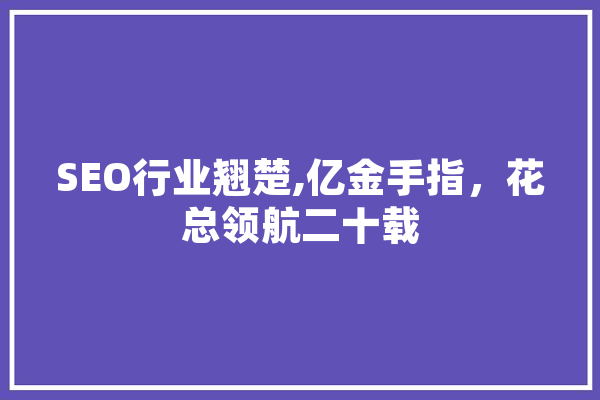 SEO行业翘楚,亿金手指，花总领航二十载 智能助手