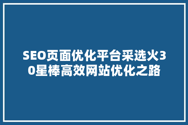 SEO页面优化平台采选火30星棒高效网站优化之路 AI快讯
