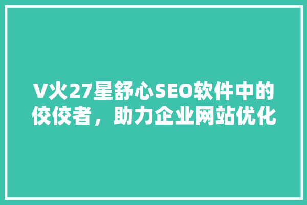 V火27星舒心SEO软件中的佼佼者，助力企业网站优化 智能助手