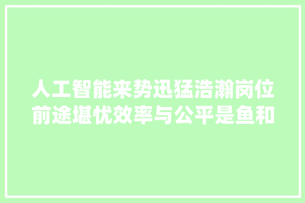 人工智能来势迅猛浩瀚岗位前途堪忧效率与公平是鱼和熊掌吗？_人工智能_行业 云服务