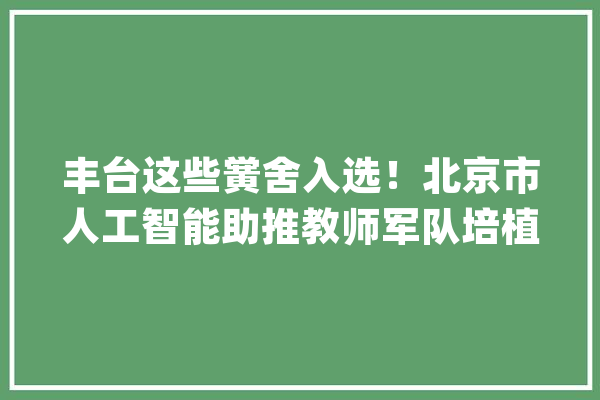 丰台这些黉舍入选！北京市人工智能助推教师军队培植试点单位拟入选名单公示_教师_北京市