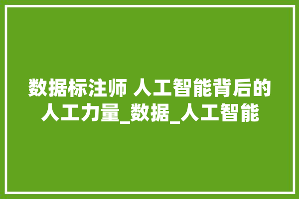 数据标注师 人工智能背后的人工力量_数据_人工智能