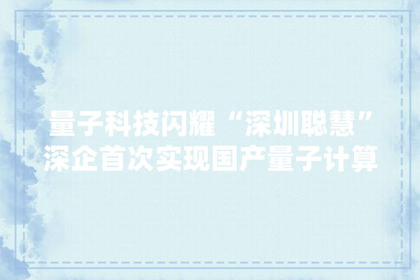 量子科技闪耀“深圳聪慧”深企首次实现国产量子计算机出口海外_量子_技巧 云服务