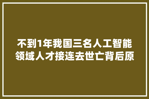 不到1年我国三名人工智能领域人才接连去世亡背后原因值得推敲_人工智能_范畴 计算机
