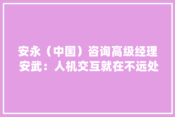 安永（中国）咨询高级经理 安武：人机交互就在不远处_年夜众_机械人