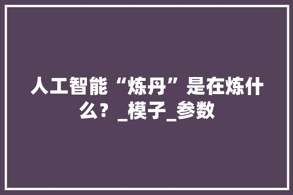 人工智能“炼丹”是在炼什么？_模子_参数 绘影字幕
