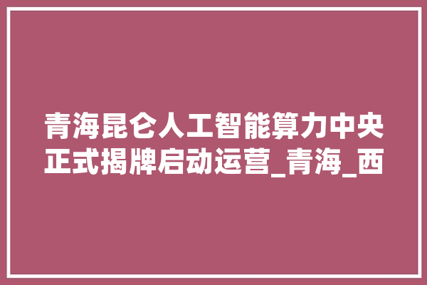 青海昆仑人工智能算力中央正式揭牌启动运营_青海_西宁市 科技快讯