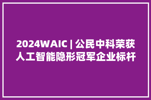 2024WAIC | 公民中科荣获人工智能隐形冠军企业标杆 TOP10_人工智能_标杆