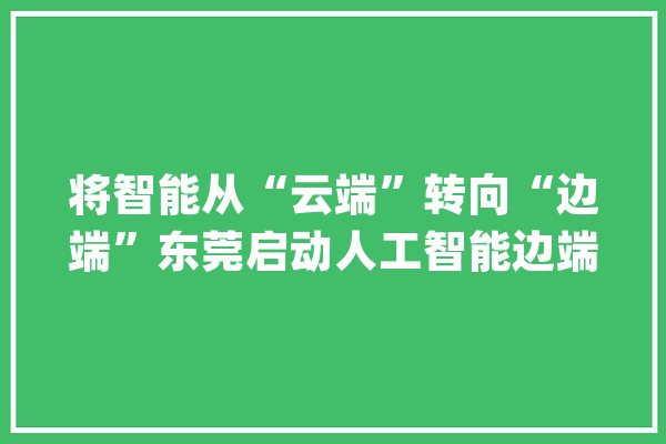 将智能从“云端”转向“边端”东莞启动人工智能边端智算收集培植_人工智能_东莞 AI简讯