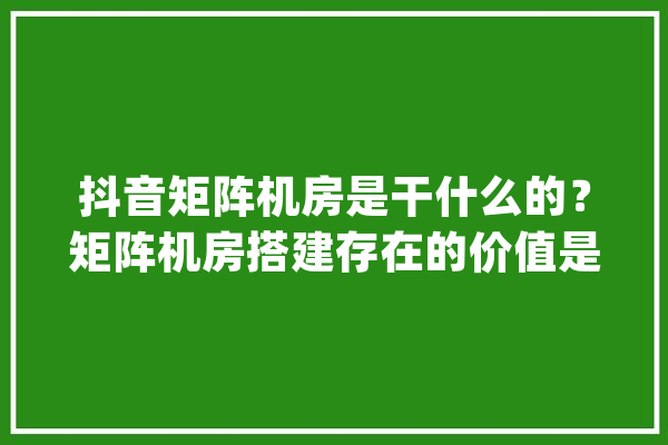 抖音矩阵机房是干什么的？矩阵机房搭建存在的价值是什么？_机房_直播间