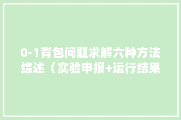 0-1背包问题求解六种方法综述（实验申报+运行结果截图+源码）_背包_算法