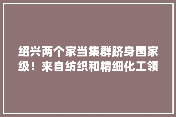 绍兴两个家当集群跻身国家级！来自纺织和精细化工领域_家当_集群