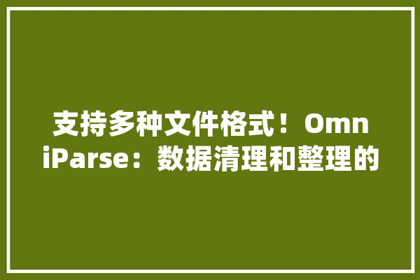 支持多种文件格式！OmniParse：数据清理和整理的自动化对象 ！_数据_高效