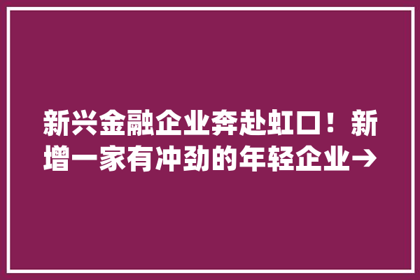 新兴金融企业奔赴虹口！新增一家有冲劲的年轻企业→_虹口_技巧
