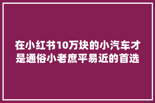 在小红书10万块的小汽车才是通俗小老庶平易近的首选_电池_小红 智能问答