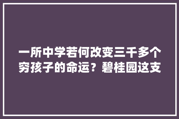 一所中学若何改变三千多个穷孩子的命运？碧桂园这支微片子讲透了_国华_穷苦 云服务