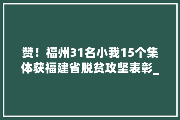 赞！福州31名小我15个集体获福建省脱贫攻坚表彰_福州市_村 AI快讯