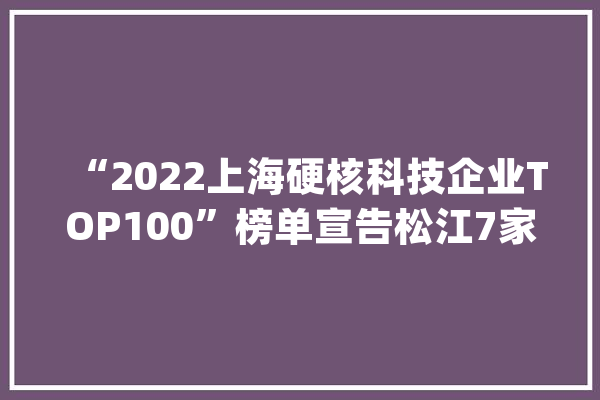 “2022上海硬核科技企业TOP100”榜单宣告松江7家企业上榜_上海_技巧 绘影字幕
