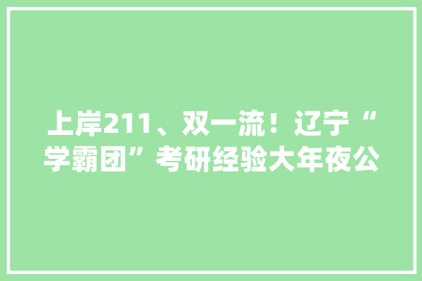 上岸211、双一流！辽宁“学霸团”考研经验大年夜公开干货满满！_本身的_专业