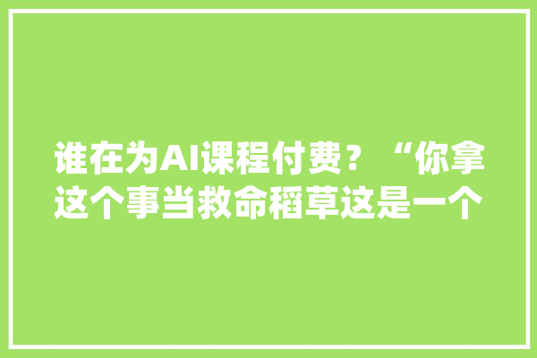 谁在为AI课程付费？“你拿这个事当救命稻草这是一个问题”_课程_工作