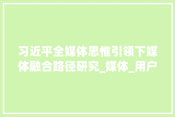 习近平全媒体思惟引领下媒体融合路径研究_媒体_用户