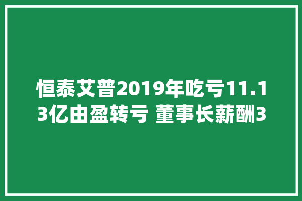 恒泰艾普2019年吃亏11.13亿由盈转亏 董事长薪酬34.14万_万元_本期 智能问答