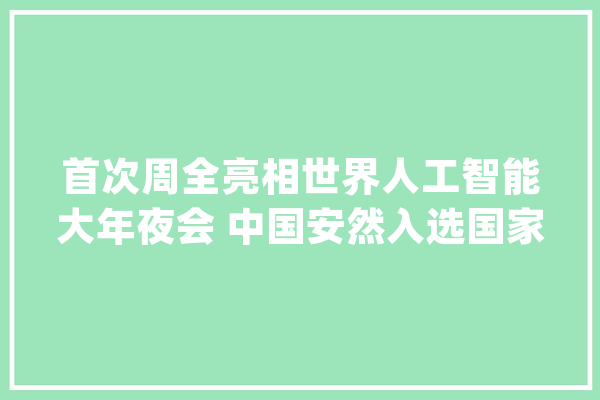 首次周全亮相世界人工智能大年夜会 中国安然入选国家人工智能开放立异平台_安然_人工智能