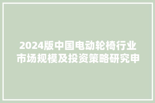 2024版中国电动轮椅行业市场规模及投资策略研究申报（智研咨询）_轮椅_家当 绘影字幕