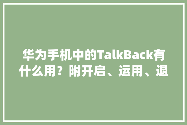华为手机中的TalkBack有什么用？附开启、运用、退出教程_模式_双击 科技快讯