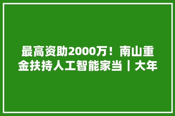 最高资助2000万！南山重金扶持人工智能家当｜大年夜湾区产城速递_深圳_喀什市 AI快讯