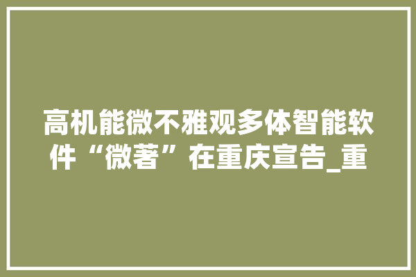 高机能微不雅观多体智能软件“微著”在重庆宣告_重庆_美观