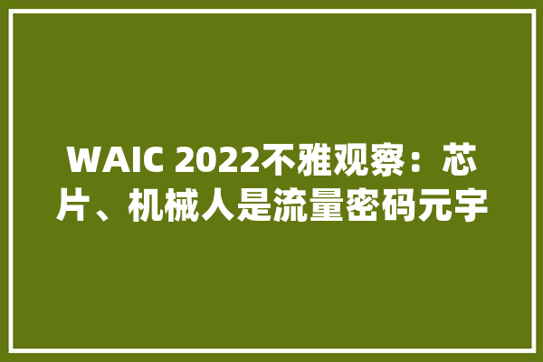 WAIC 2022不雅观察：芯片、机械人是流量密码元宇宙火进 AI 圈_宇宙_芯片