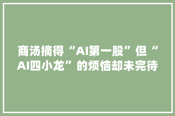 商汤摘得“AI第一股”但“AI四小龙”的烦恼却未完待续_商汤_科技