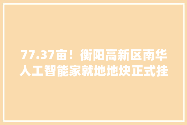 77.37亩！衡阳高新区南华人工智能家就地地块正式挂牌_家当_高新区