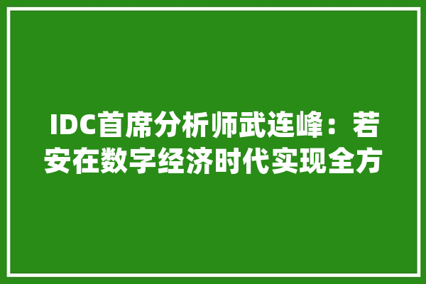 IDC首席分析师武连峰：若安在数字经济时代实现全方位转型？_将来_中国 云服务