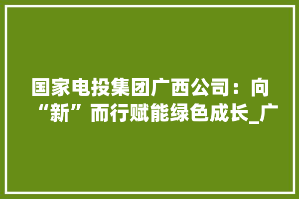 国家电投集团广西公司：向“新”而行赋能绿色成长_广西_家当