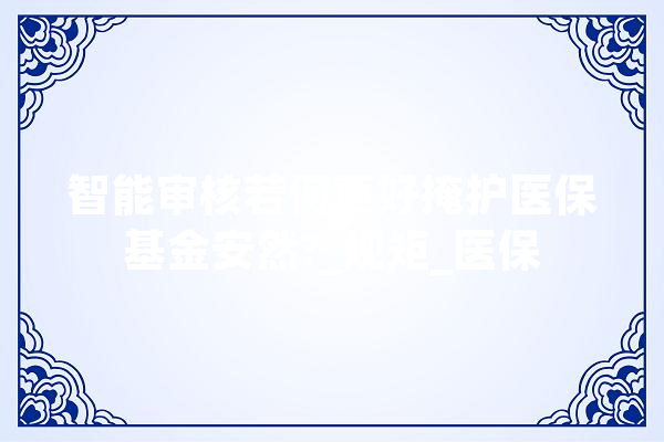 智能审核若何更好掩护医保基金安然?_规矩_医保 绘影字幕