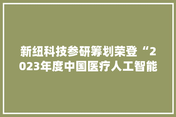 新纽科技参研筹划荣登“2023年度中国医疗人工智能实践范例案例”名单_医疗_人工智能 科技快讯
