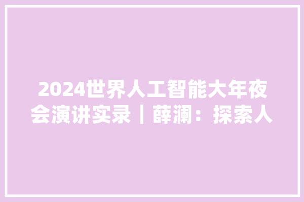 2024世界人工智能大年夜会演讲实录｜薛澜：探索人工智能治理的中国实践与国际瞻望_人工智能_全球