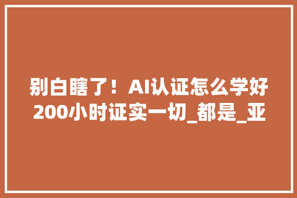 别白瞎了！AI认证怎么学好200小时证实一切_都是_亚马逊 计算机